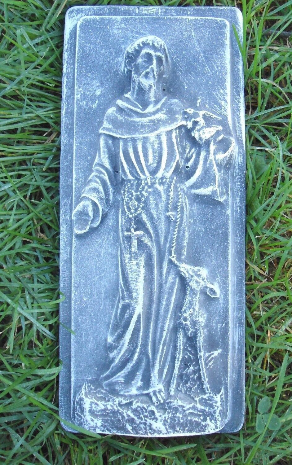 Plaster Concrete Mold Saint Francis Plaque Plastic Mould 13" X 6" X 1 ... in St. Francis Plaque Mold