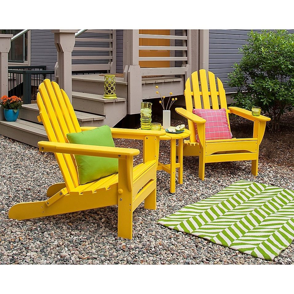 Polywood Folding Adirondack 3-Piece Set In Lemon - Perfect For Kicking ... pertaining to Caring for Your All Weather Recycled Adirondack Set A Practical Guide