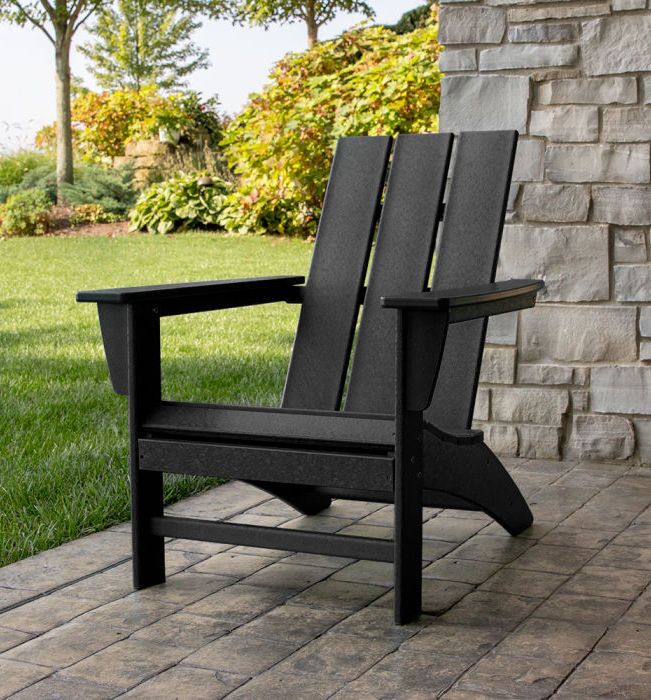 Polywood Modern Adirondack Chair, Black - Kitchen50 with Transforming Your Backyard with the Timeless Appeal of Slatted Wood Design