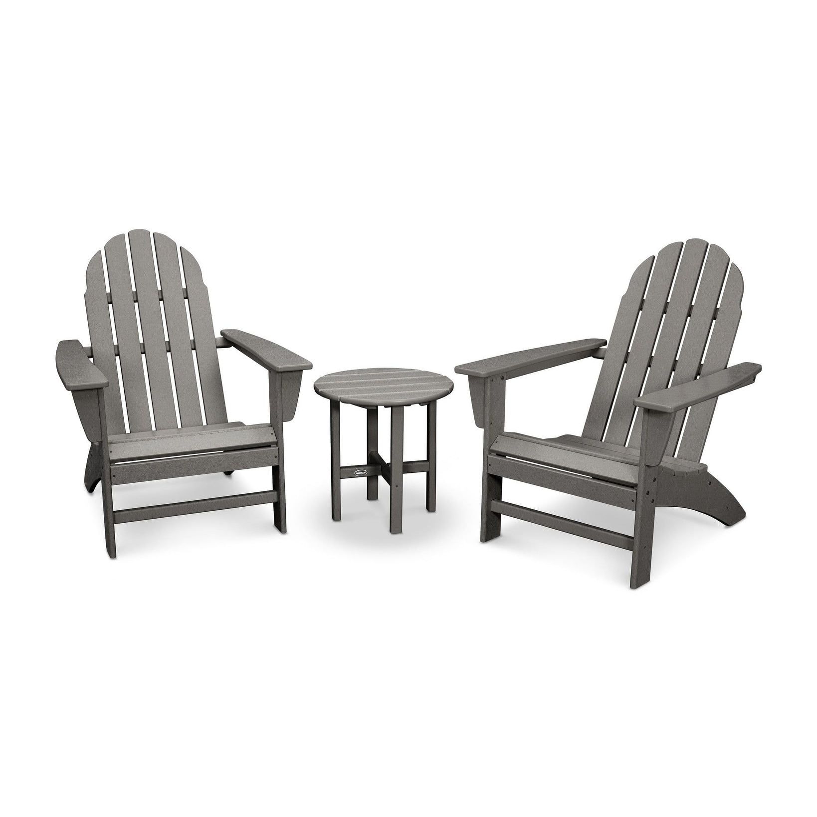 Polywood Vineyard 3-Piece Outdoor Adirondack Chair Set With Table - Walmart.com - Walmart.com for Modern Slatted Wood Adirondack 3 Piece Outdoor Furniture Set