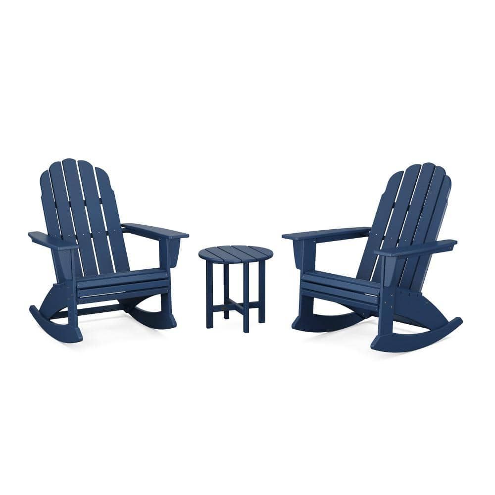 Polywood Vineyard Curveback Adirondack Rocking Chair Navy 3-Piece Hdpe ... intended for Choosing the Right Wood for Your Adirondack Rocking Chair Set A Comprehensive Guide