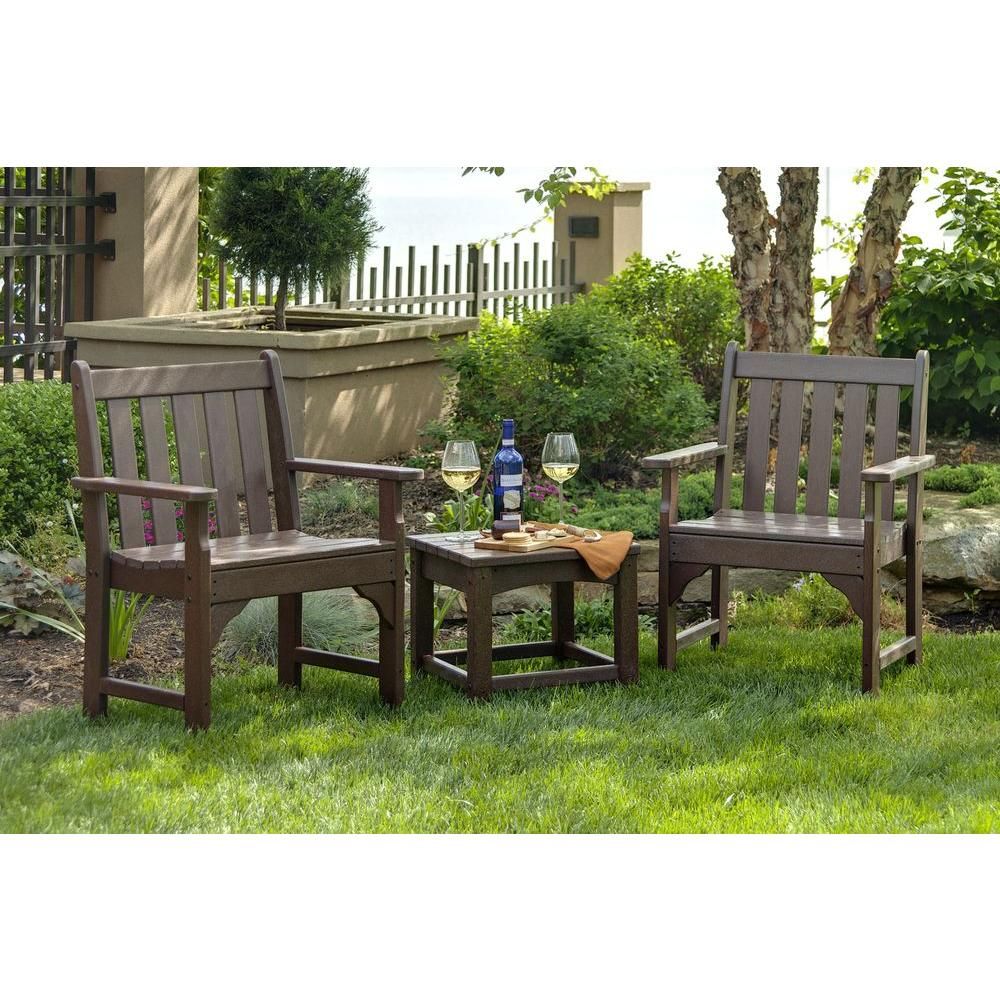 Polywood Vineyard Mahogany 3-Piece Patio Garden Chair Set-Pws142-1-Ma - The Home Depot inside Transforming Your Backyard with the Timeless Appeal of Slatted Wood Design