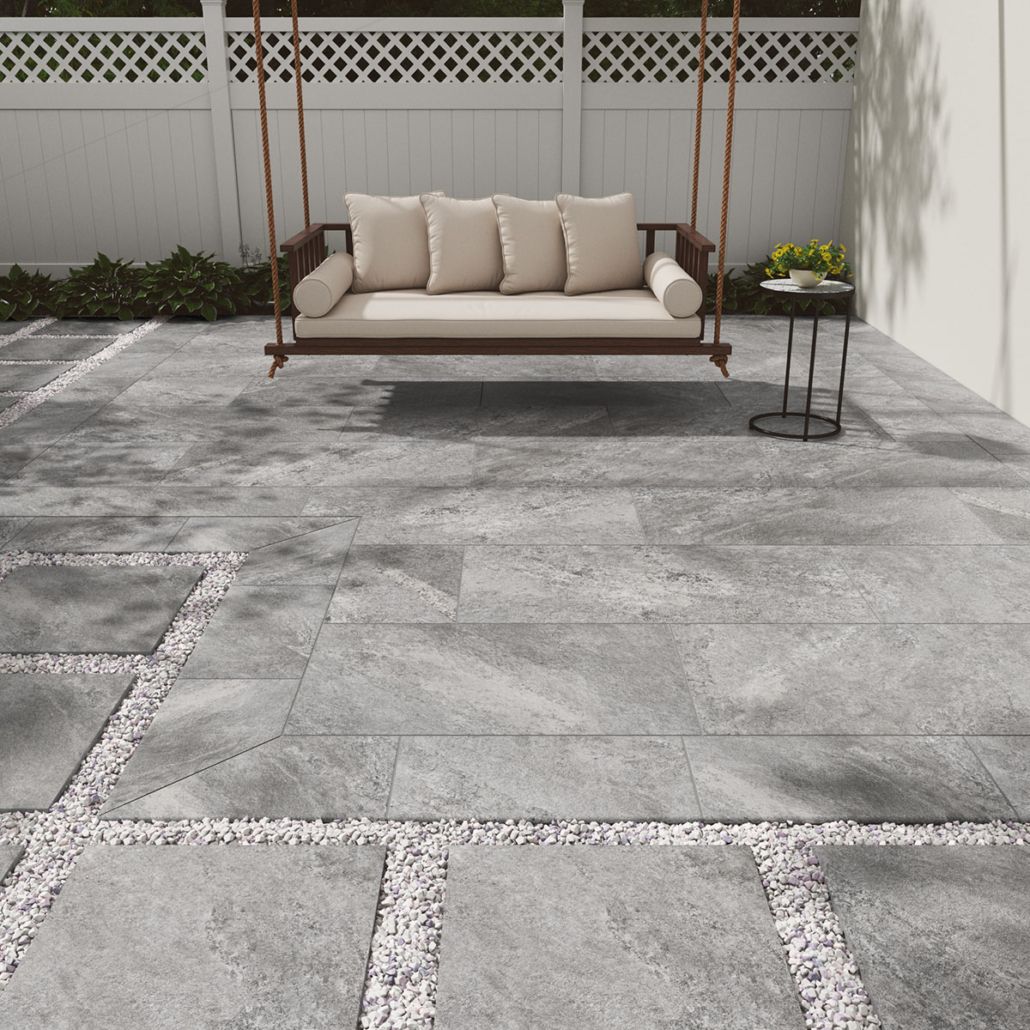Quarzo Grey Porcelain Paver - Palermo Tiles in Quarzo Gray 24X24 Porcelain Paver, 52 Sft