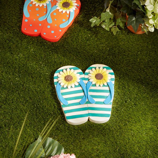 Rosecliff Heights Sunflower Stripe Flip Flop Stepping Stone - Wayfair ... throughout The Art of Selecting the Perfect Sunflower Stripe Flip Flop Stepping Stone