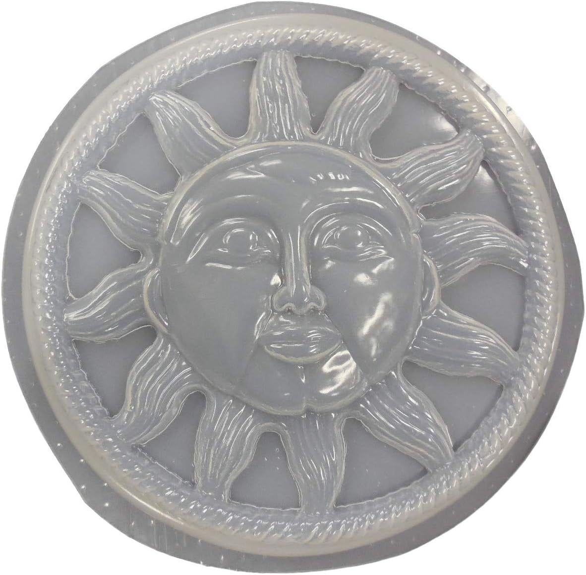 Round Sun With Rope Border Plastic Craft Mold Use With Concrete Or ... with Sun Face Stepping Stone Mold
