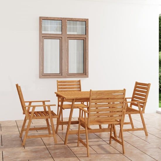 Salado Small Acacia Wood 5 Piece Garden Dining Set In Natural | Furniture In Fashion in Atrani Natural Acacia Wood 5 Piece Outdoor Furniture Set