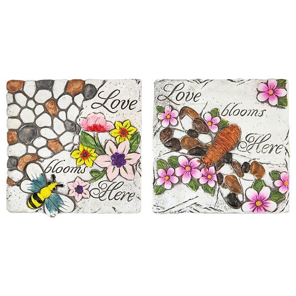 Set Of 2 'Love Blooms Here' Floral Outdoor Garden Stones 7" regarding Unveiling the Beauty of Set of 2 Love my Garden and Home Sweet Home Floral Outdoor Garden Stones 7
