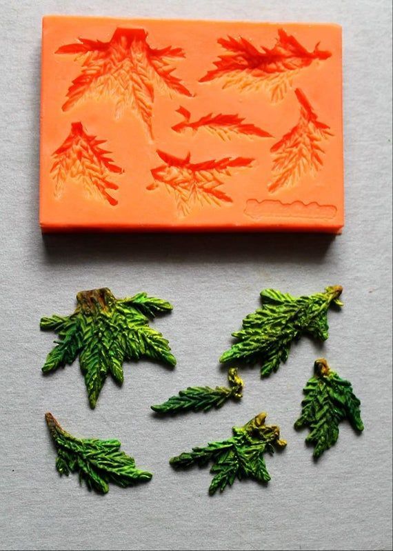 Silicone Mould / Small Pine Branches / Sugarcraft Cake - Etsy ... intended for Pine Branches Stepping Stone Mold