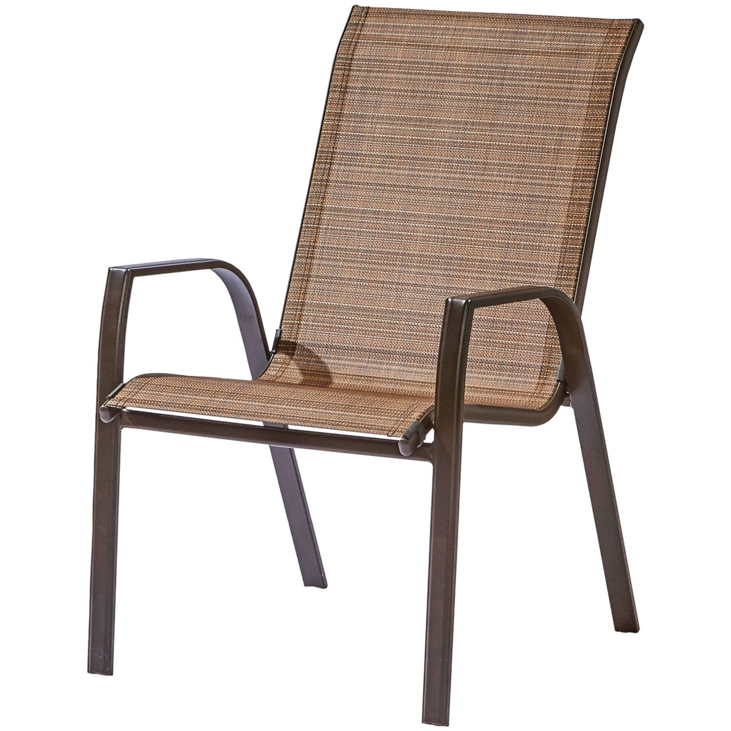 Stackable Steel Outdoor Lounge Chair, Brown, Set Of 2 - Walmart.com for Lanah Nautical Rope And Metal Outdoor Stacking Chair Set Of 2