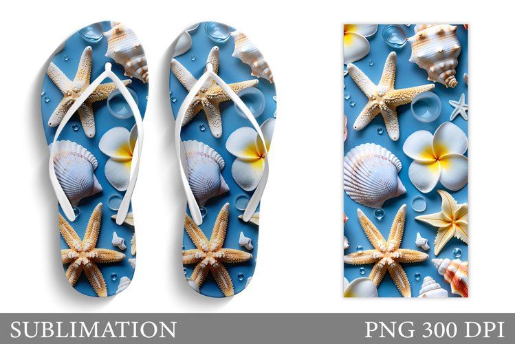 Starfish Flip Flop Sublimation. Tropical Flip Flop Design pertaining to Starfish Flip Flops Stepping Stone