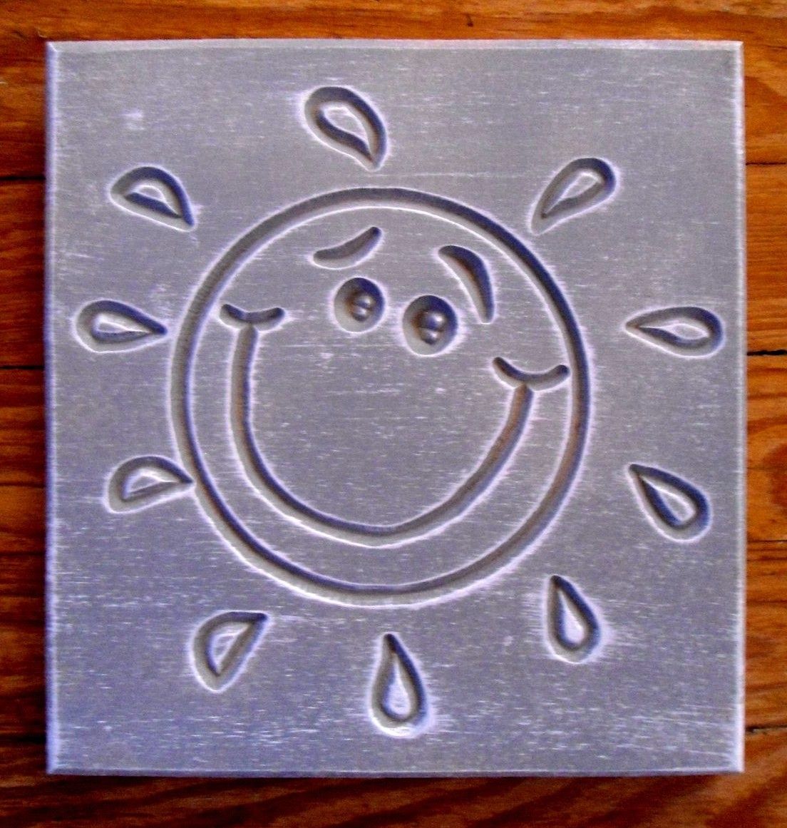 Sun Face Stepping Stone Plastic Mold 12" X 11" X 1.25" Concrete Plaster ... in Sun Face Stepping Stone Mold