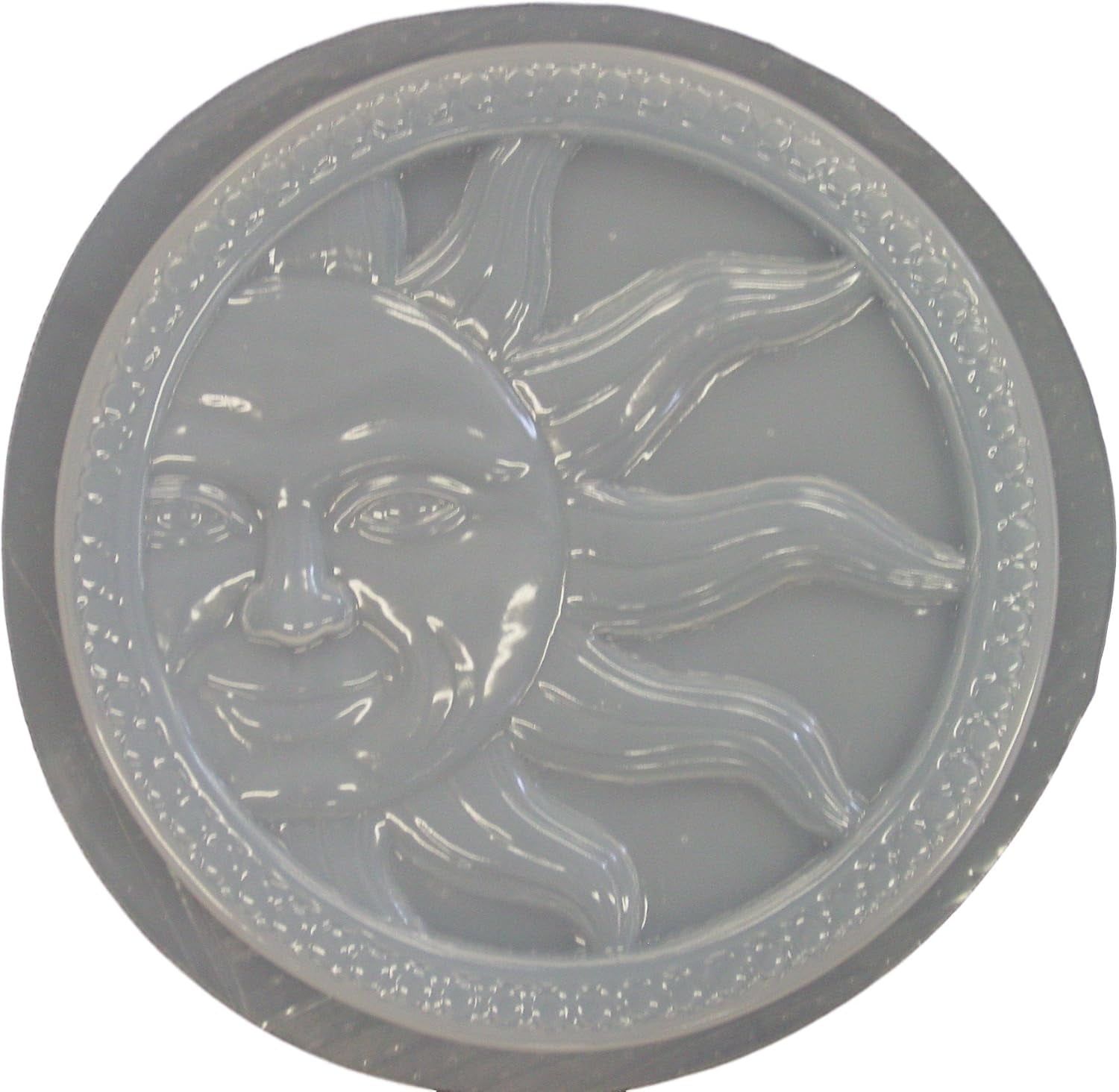 Sun With Border 12 Inch Round Plastic Craft Mold Use With Concrete Or ... with regard to From Concrete to Celestial A Journey into Sun Face Stepping Stone Creation
