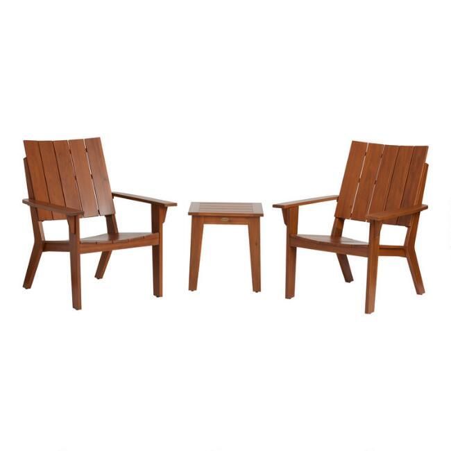 Two Wooden Chairs And A Table On A White Background within Cabrillo Acacia Wood And Rope 3 Piece Outdoor Furniture Set