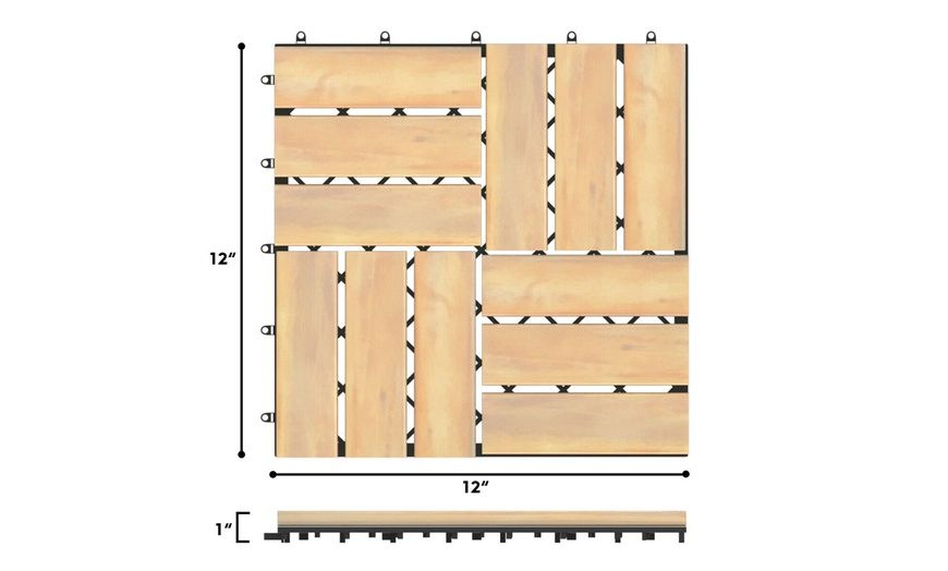 Up To 50% Off On Costway 10Pcs 12'' X 12'' Aca... | Groupon Goods for Costway 20Pcs 12'' X 12'' Acacia Wood Deck Patio Pavers Stripe Pattern