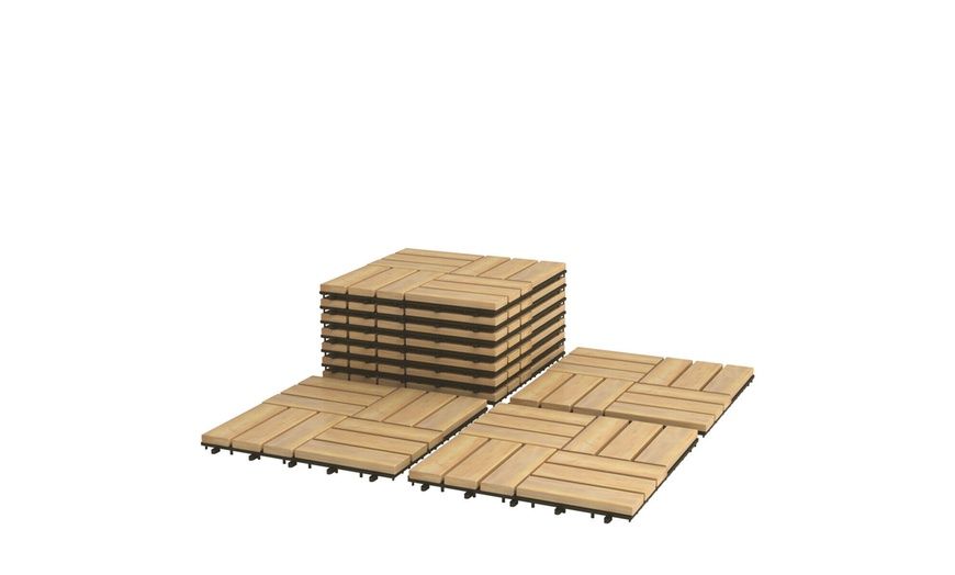 Up To 51% Off On Costway 80Pcs 12'' X 12'' Aca... | Groupon Goods pertaining to Costway 20Pcs 12'' X 12'' Acacia Wood Deck Patio Pavers Stripe Pattern