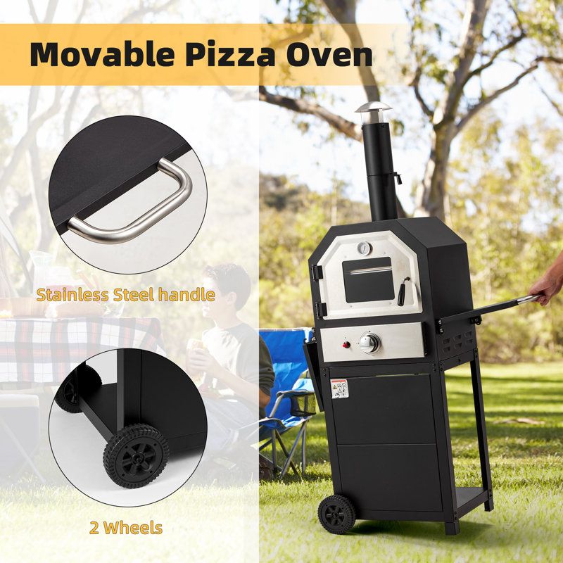 Vicluke Outdoor Portable Propane Gas Pizza Oven With Wheels, Foldable Shelf, Handle &amp; Reviews ... with regard to Outdoor Portable Propane Gas Pizza Oven, Yellow