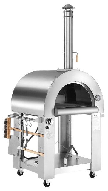 Wood Or Gas Burning Outdoor Pizza Oven With Accessories, Stainless ... regarding Wood Or Gas Burning Outdoor Pizza Oven With Accessories, Stainless Steel