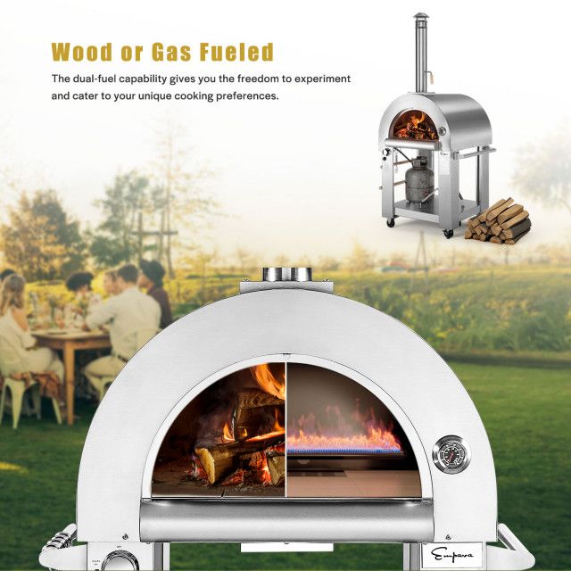Wood Or Gas Burning Outdoor Pizza Oven With Accessories, Stainless Steel - Modern - Outdoor ... within Essential Accessories to Enhance Your Empava Pizza Oven Experience