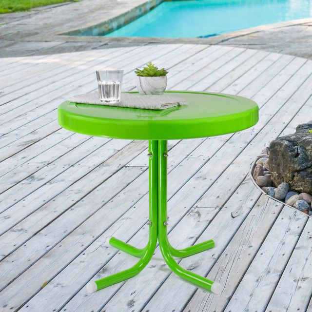 22" Outdoor Retro Tulip Side Table Lime Green - Contemporary - Outdoor ... in