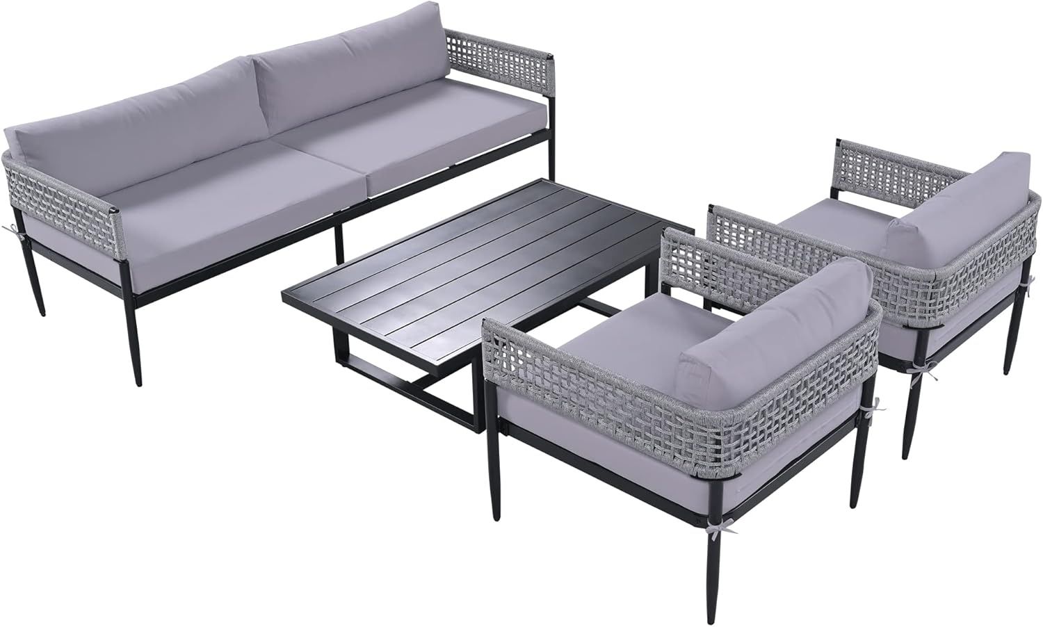 Amazon.com: Lumisol 4 Piece Outdoor Chair Set Patio Bistro Set Rattan ... intended for Transforming Your Outdoor Space A Guide to the Perfect Trani 4 Piece Set
