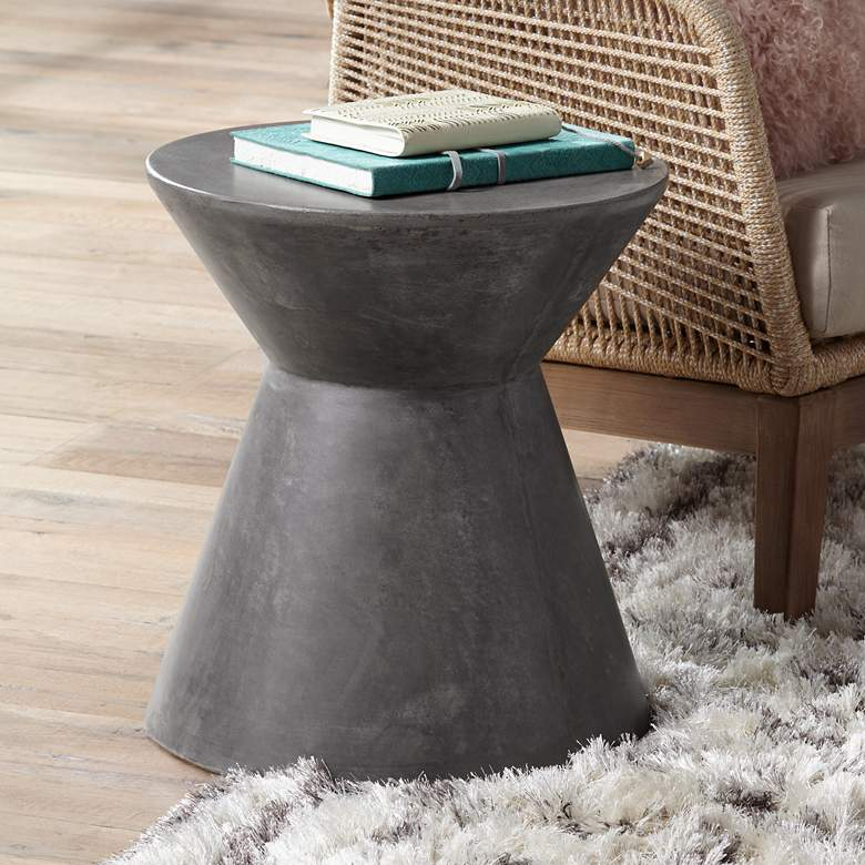 Astley 20" Gray Concrete Indoor-Outdoor Modern End Table - #13Y29 ... pertaining to Unveiling the Beauty of Marie Indoor Outdoor Modern Concrete End Tables