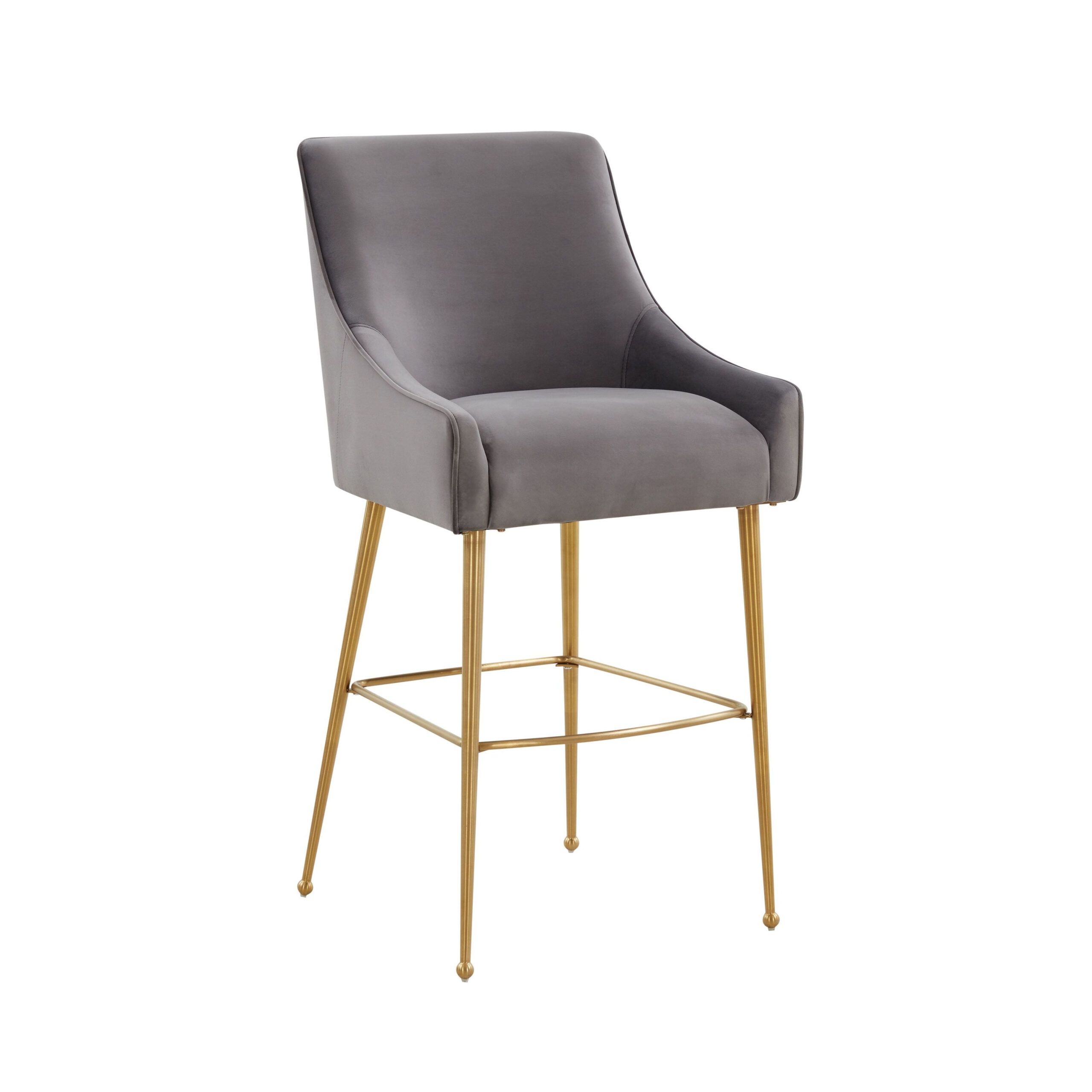Beatrix Dark Grey Velvet Bar Stool With Gold Legs In 2022 | Bar Stools ... throughout
