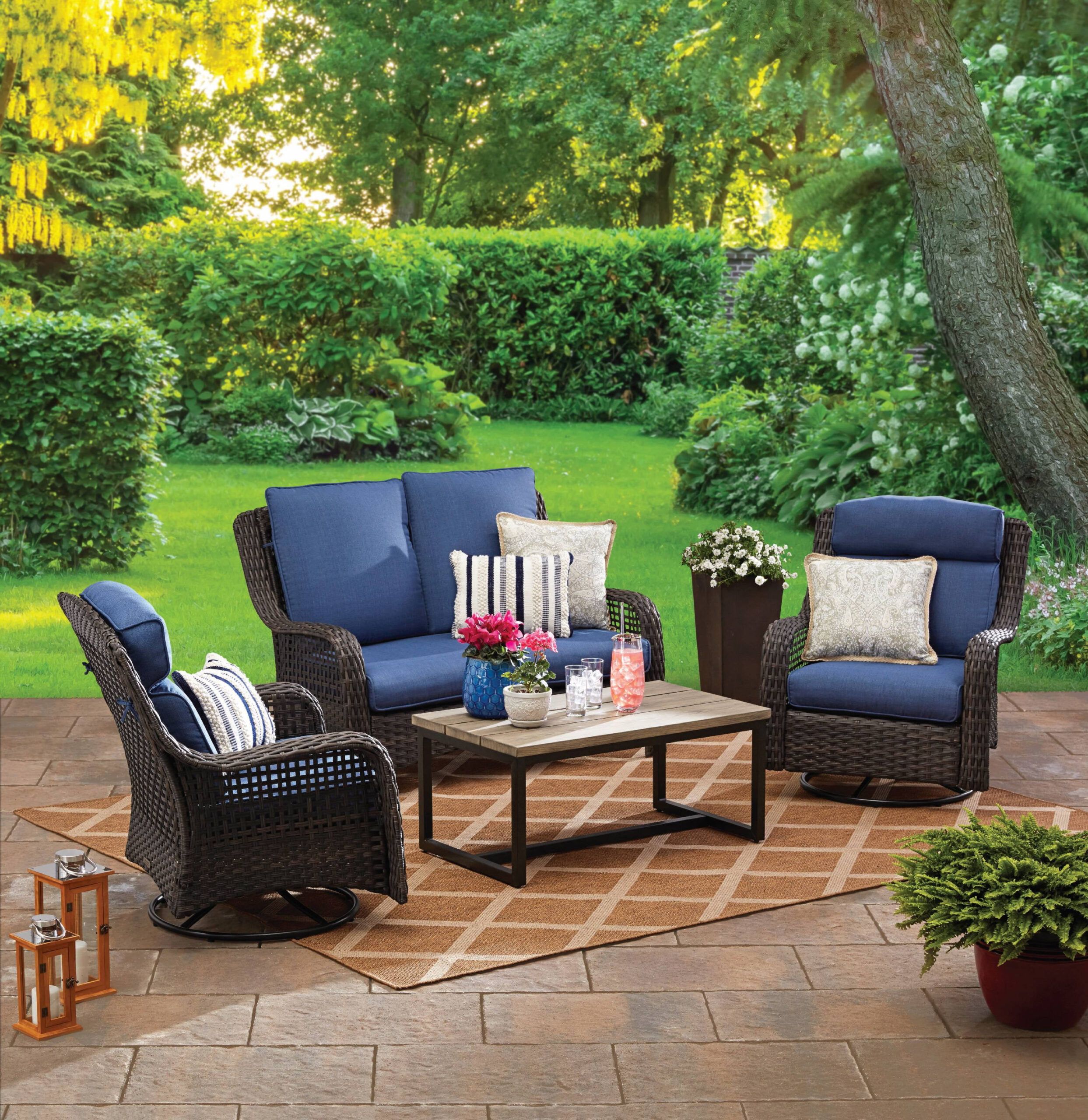 Better Homes &amp; Gardens Ravenbrooke 4-Piece Patio Furniture Conversation ... intended for Transforming Your Outdoor Space A Guide to the Perfect Trani 4 Piece Set