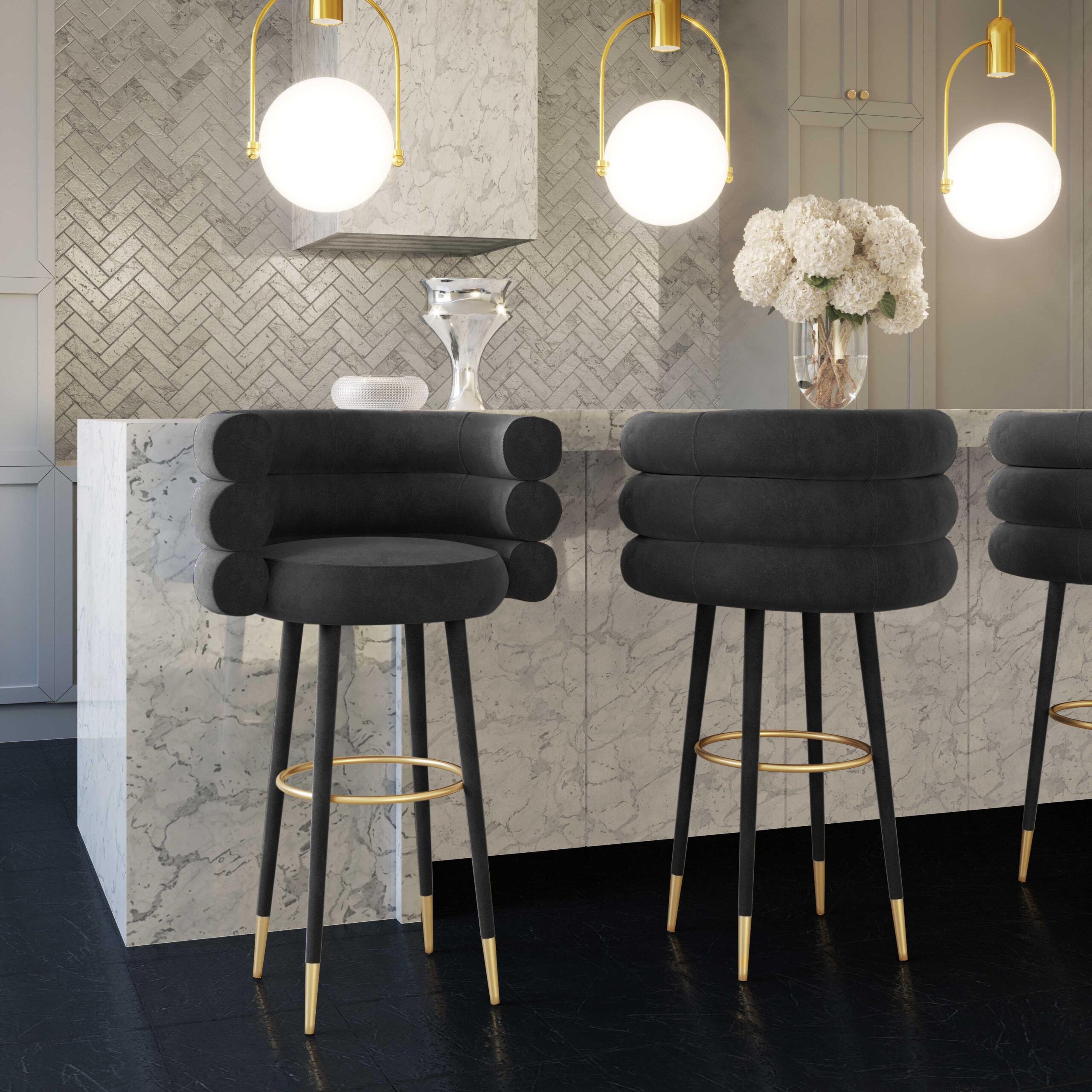 Betty Velvet Stool | Upholstered Bar Stools, Counter Stools, Bar Stools with Beyond Aesthetics Understanding the Design of the TOV Turin Stool