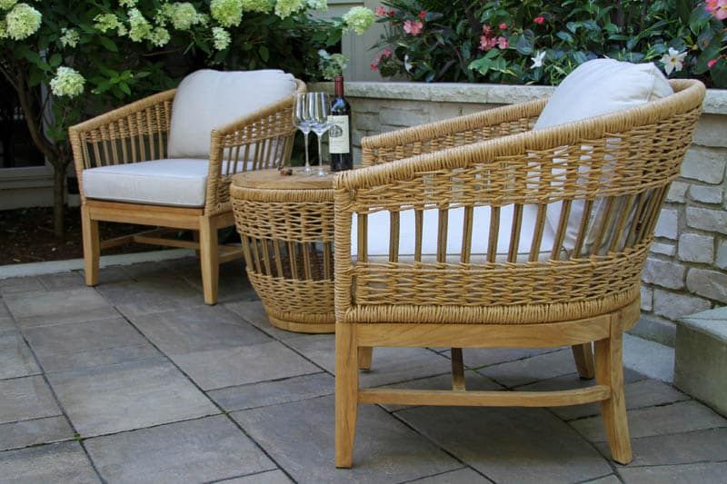 Bohemian Teak &amp;Amp; Wicker Lounge Chair, 2Pk intended for