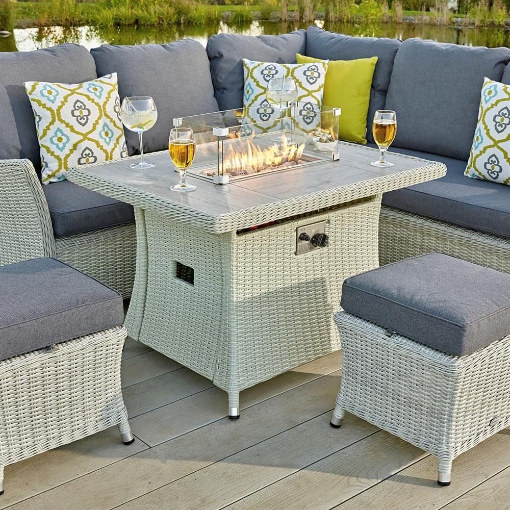 Bramblecrest Monterey Outdoor Sofa Set With Mini Fire Pit Table | Grey for