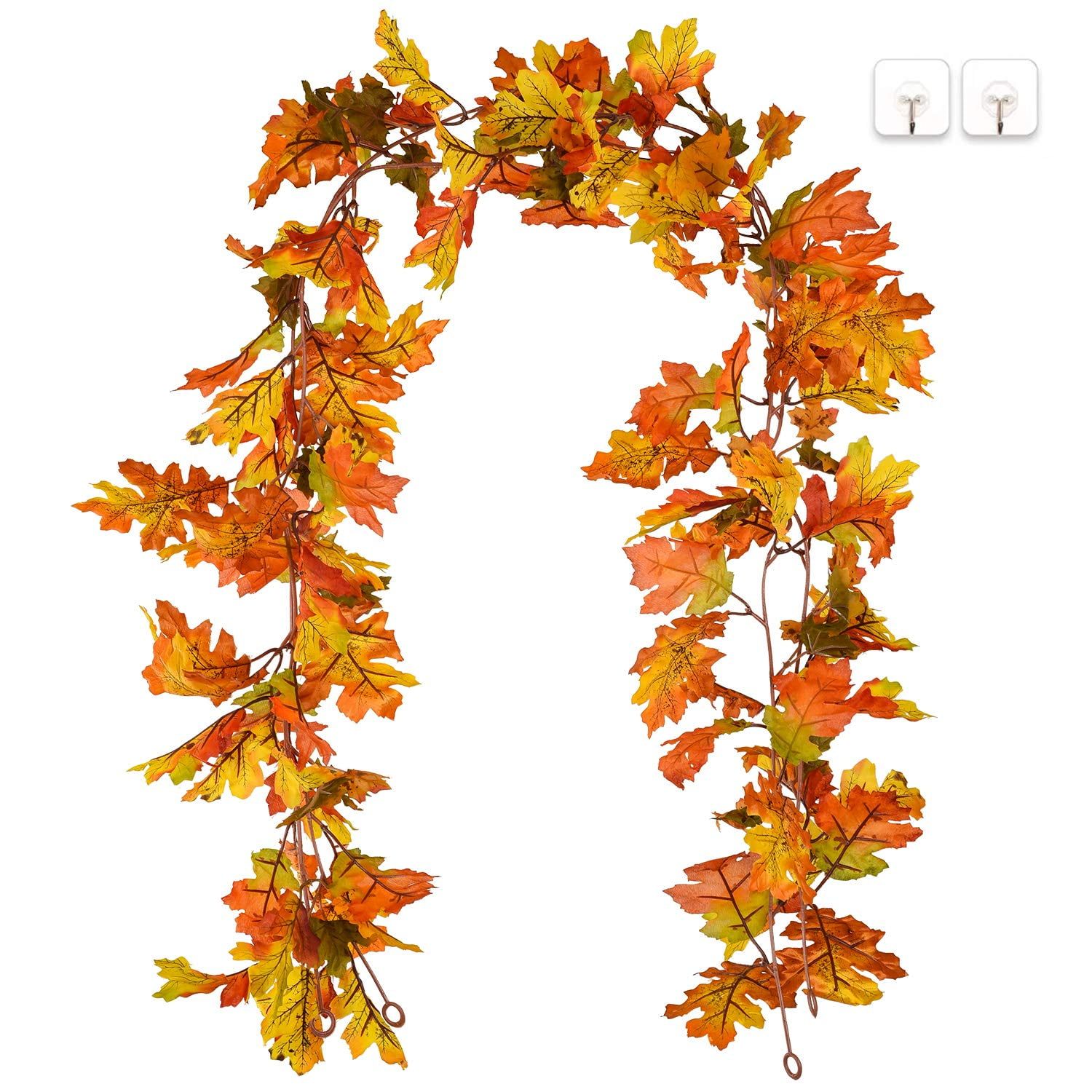 Coolmade 2 Pack Fall Maple Leaf Garland - 5.9Ft/Piece Artificial Fall ... throughout