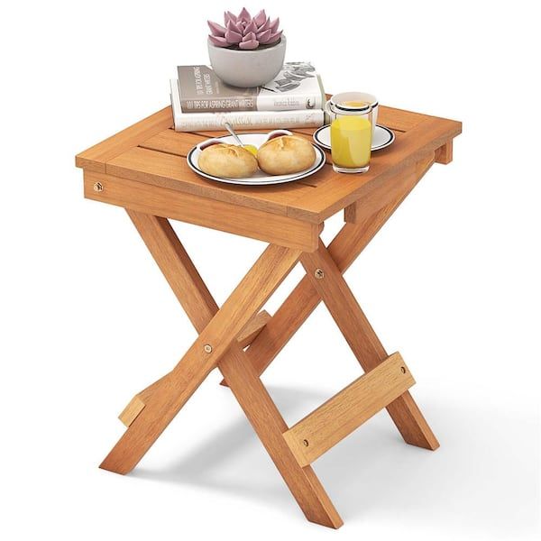 Costway Natural Rectangle Wood 18 In Outdoor Side Table Hcst01220 - The ... throughout