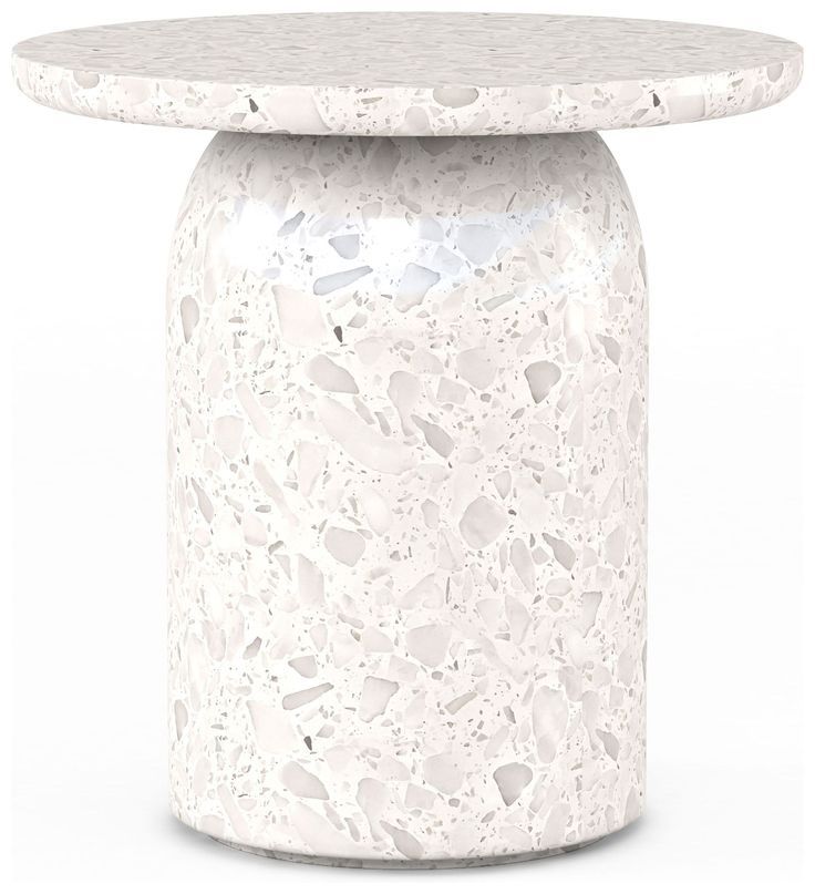 Cotiere White Terrazzo Round End Table | End Tables, Round Metal Side ... for White Terrazzo Round Side Table Small A Guide to Care and Maintenance