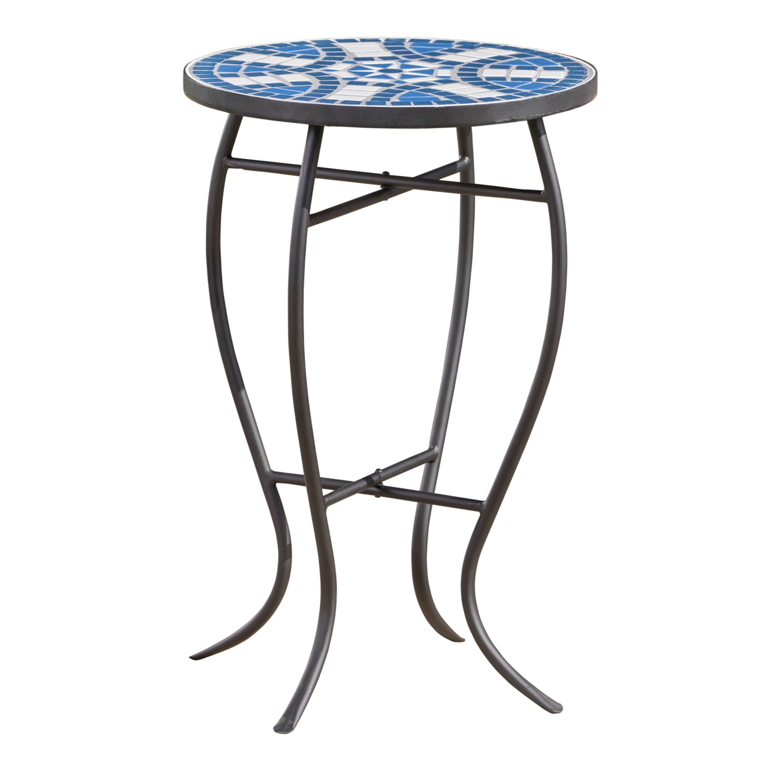 Gdf Studio Colbin Outdoor Ceramic Tile Mosaic Side Table, Blue, White ... with regard to The Enduring Appeal of Ceramic Tile Side Tables Exploring GDF Studio's Craftsmanship