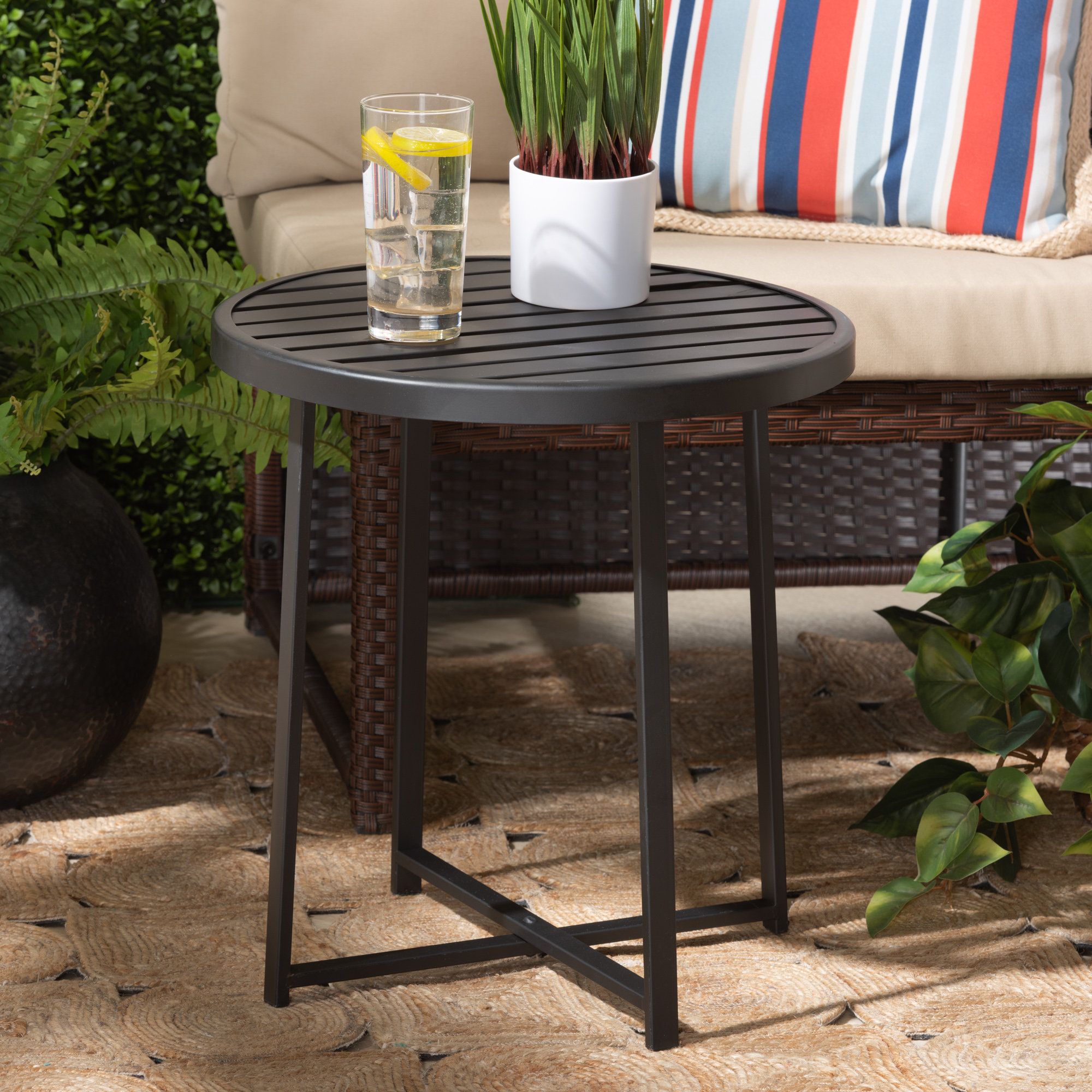Latitude Run® Sadiya Modern Metal Outdoor Side Table &amp; Reviews ... intended for Choosing the Right Outdoor Side Table Style A Guide Focused on Sadiya