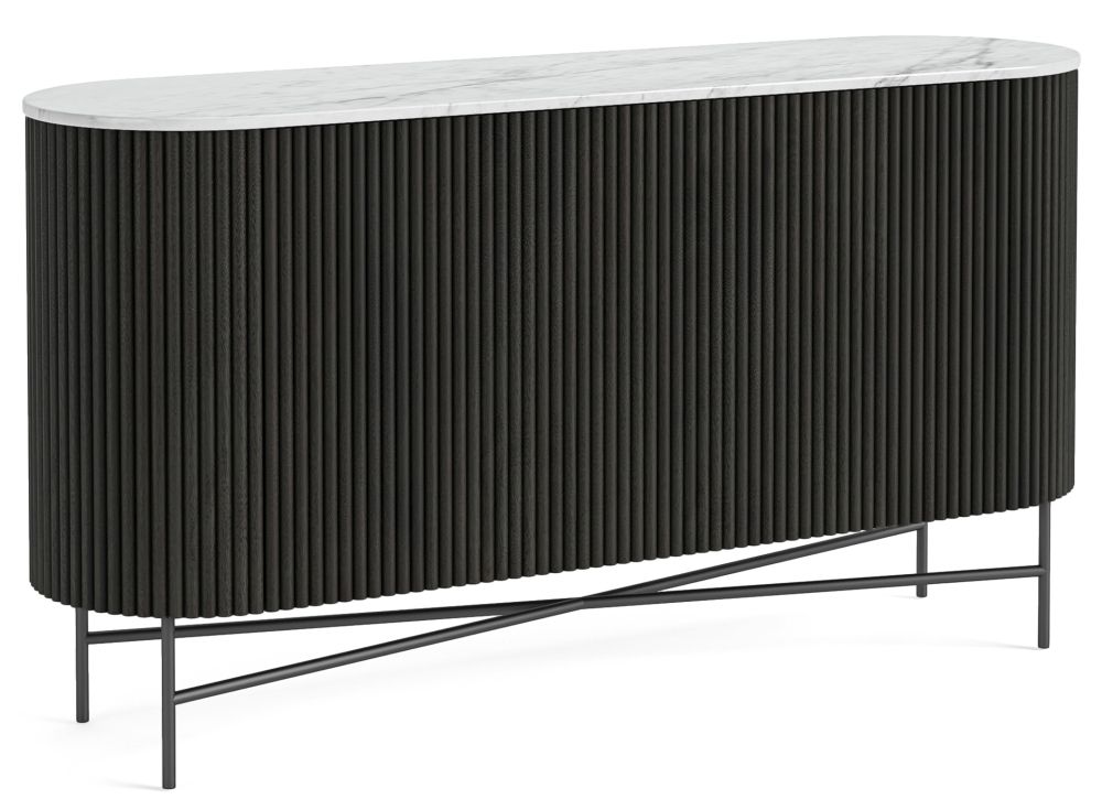 Lucas Black 150Cm Medium 2 Door Fluted Curved Sideboard With White ... pertaining to A Deep Dive into the Design and Functionality of Ribbed End Tables