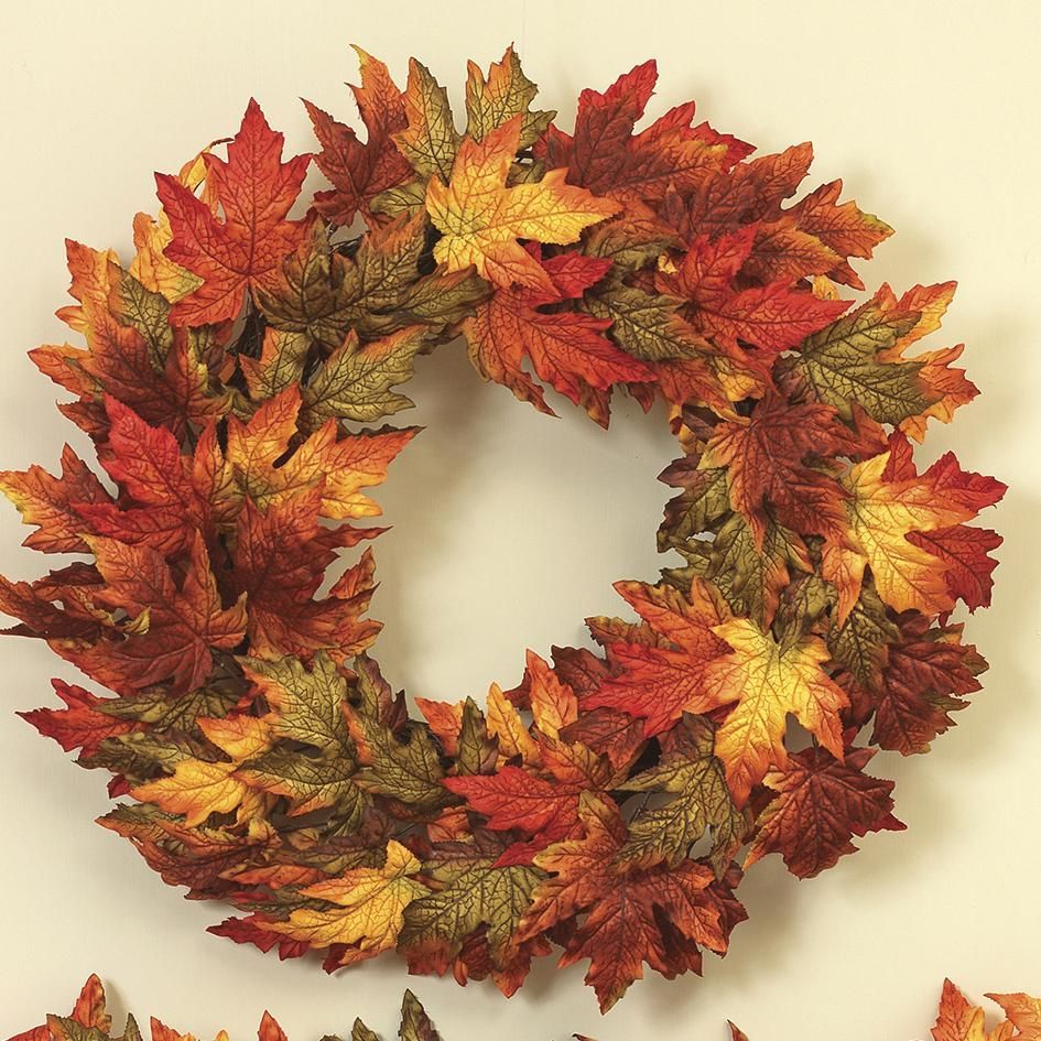 Mixed Maple Leaf Wreath | Maple Leaf Wreath, Fall Leaf Wreaths, Leaf Wreath in Crafting Your Perfect Autumn Ambiance with a 30" Maple Leaf Wreath