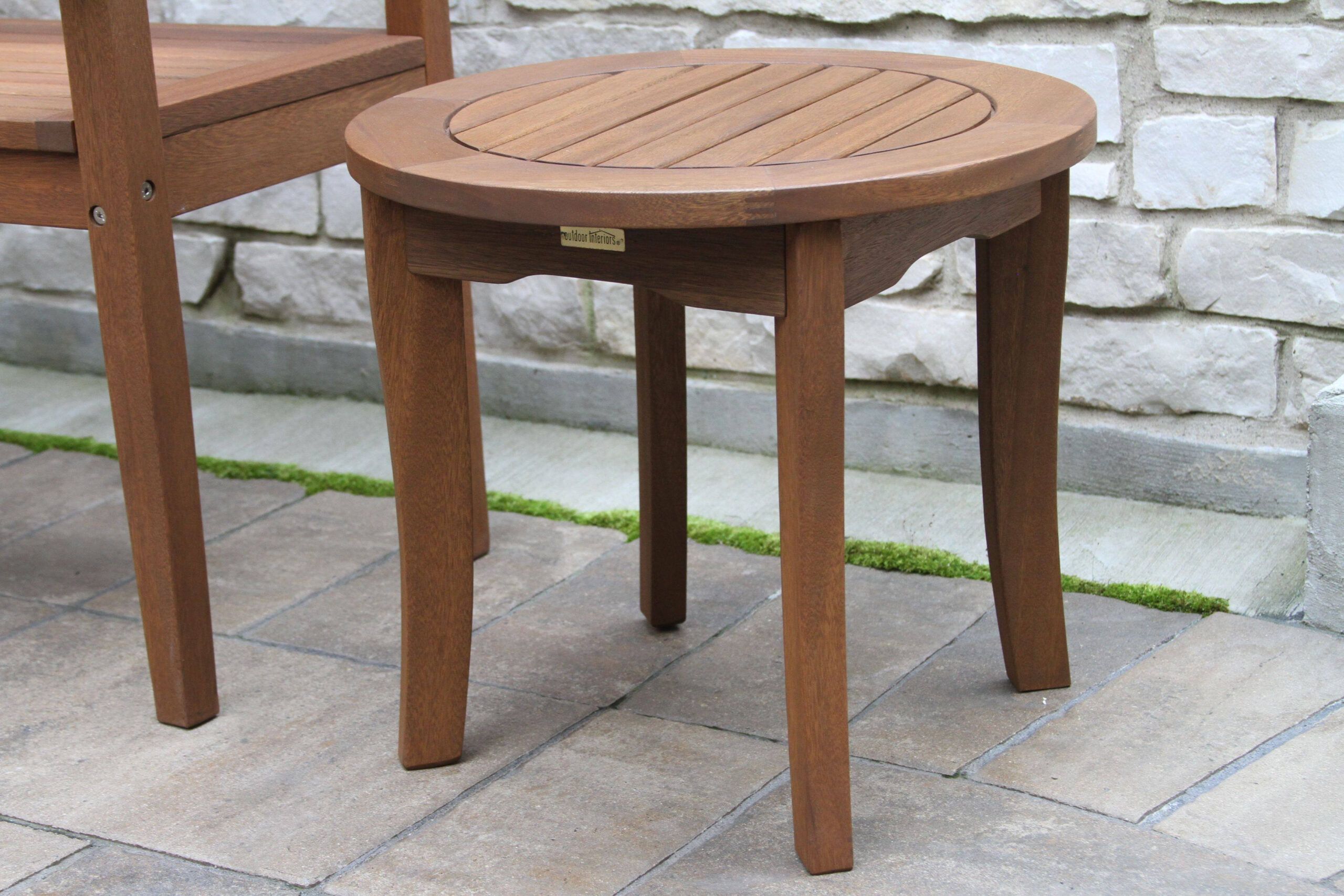 Outdoor Interiors 20 Round Eucalyptus End Table throughout