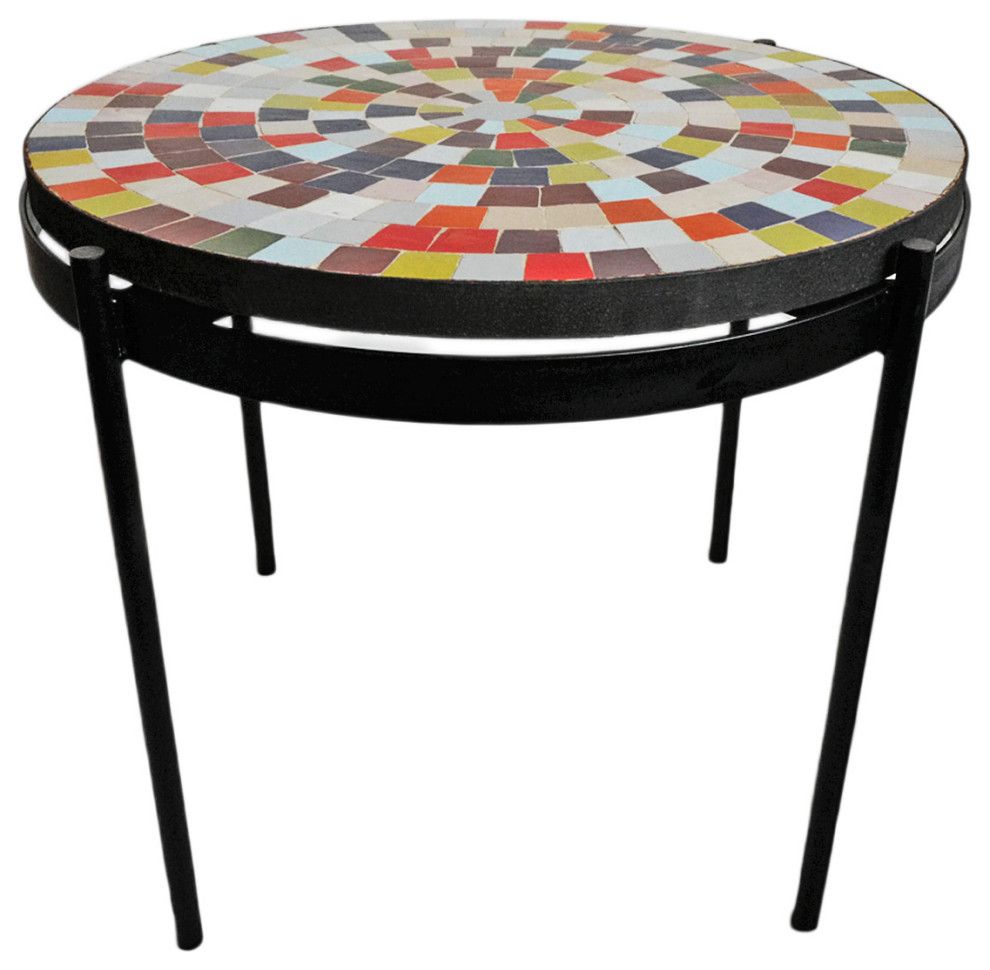 Outdoor Multi Color Mosaic Side Table - Contemporary - Outdoor Side ... regarding