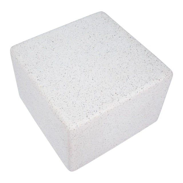 Outdoor White Terrazzo Cube Side Table | Chairish in