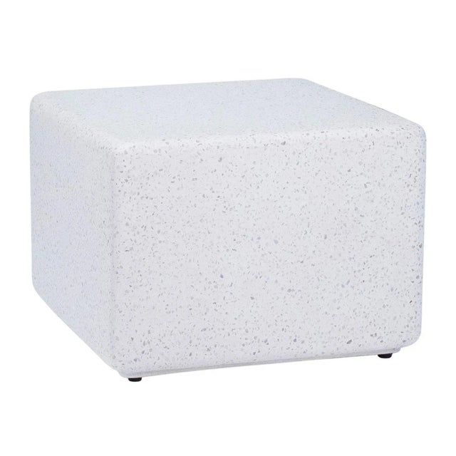 Outdoor White Terrazzo Cube Side Table | Chairish throughout Caring for Your Outdoor White Terrazzo Cube Table A Comprehensive Guide
