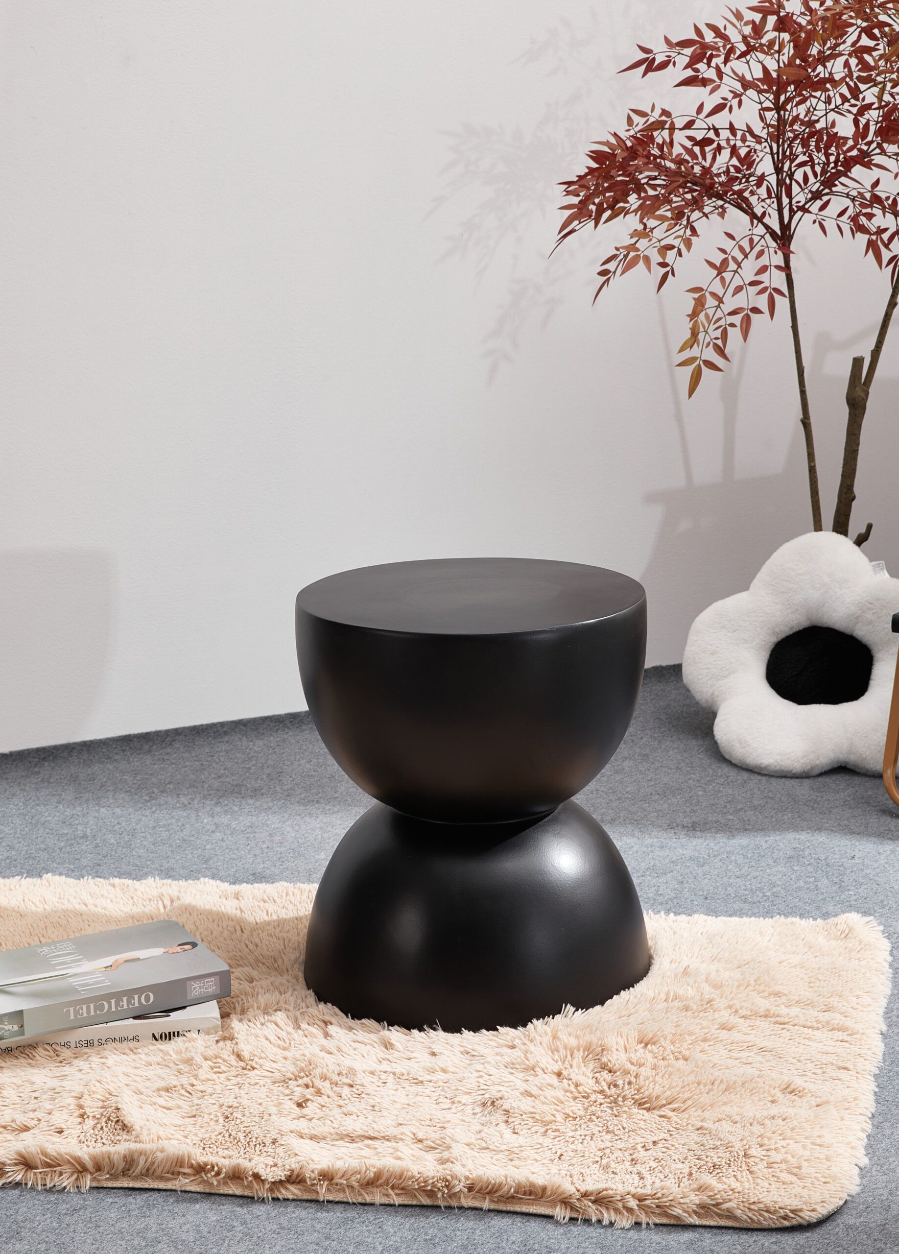 Round Hourglass Silhouette Magnesium Oxide Side Table | Bvh ... within