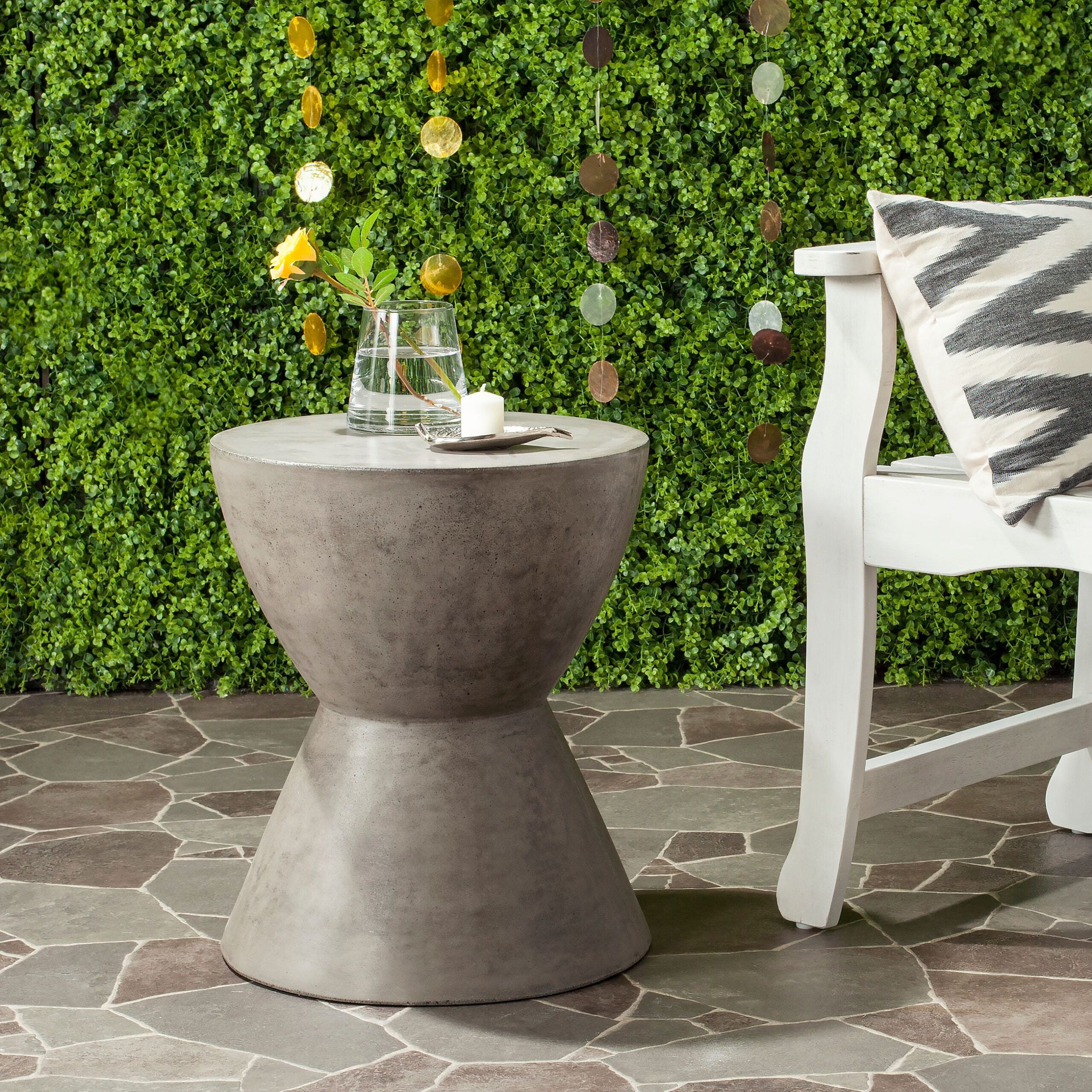 Safavieh Athena Outdoor Modern Concrete Round Accent Table - Dark Grey ... within Unveiling the Beauty of Marie Indoor Outdoor Modern Concrete End Tables
