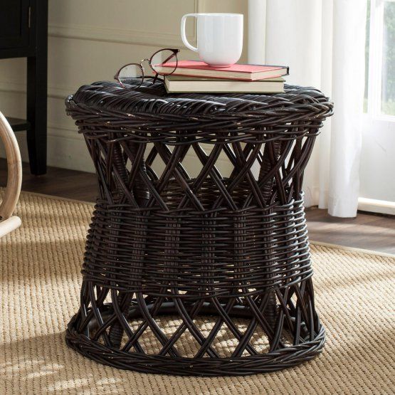 Safavieh Desta Wicker Round Accent Table | Wicker Decor, Wicker, End Tables inside