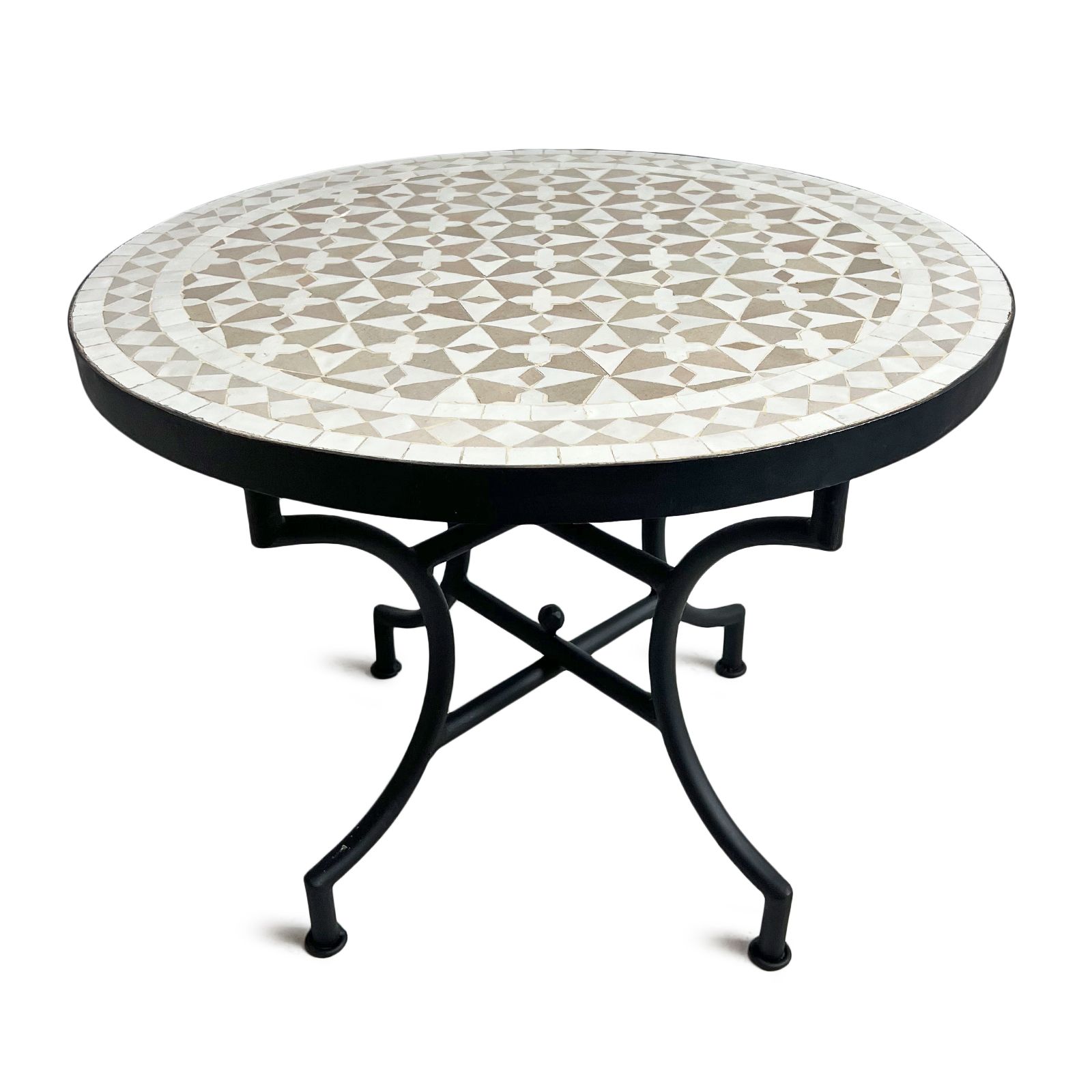 Sand &amp; White Round Mosaic Side Table Furniture | Design Mix Gallery with regard to Outdoor White &amp;amp; Sand Round Mosaic Side Tables A Buyer's Guide Exploring Options and Features