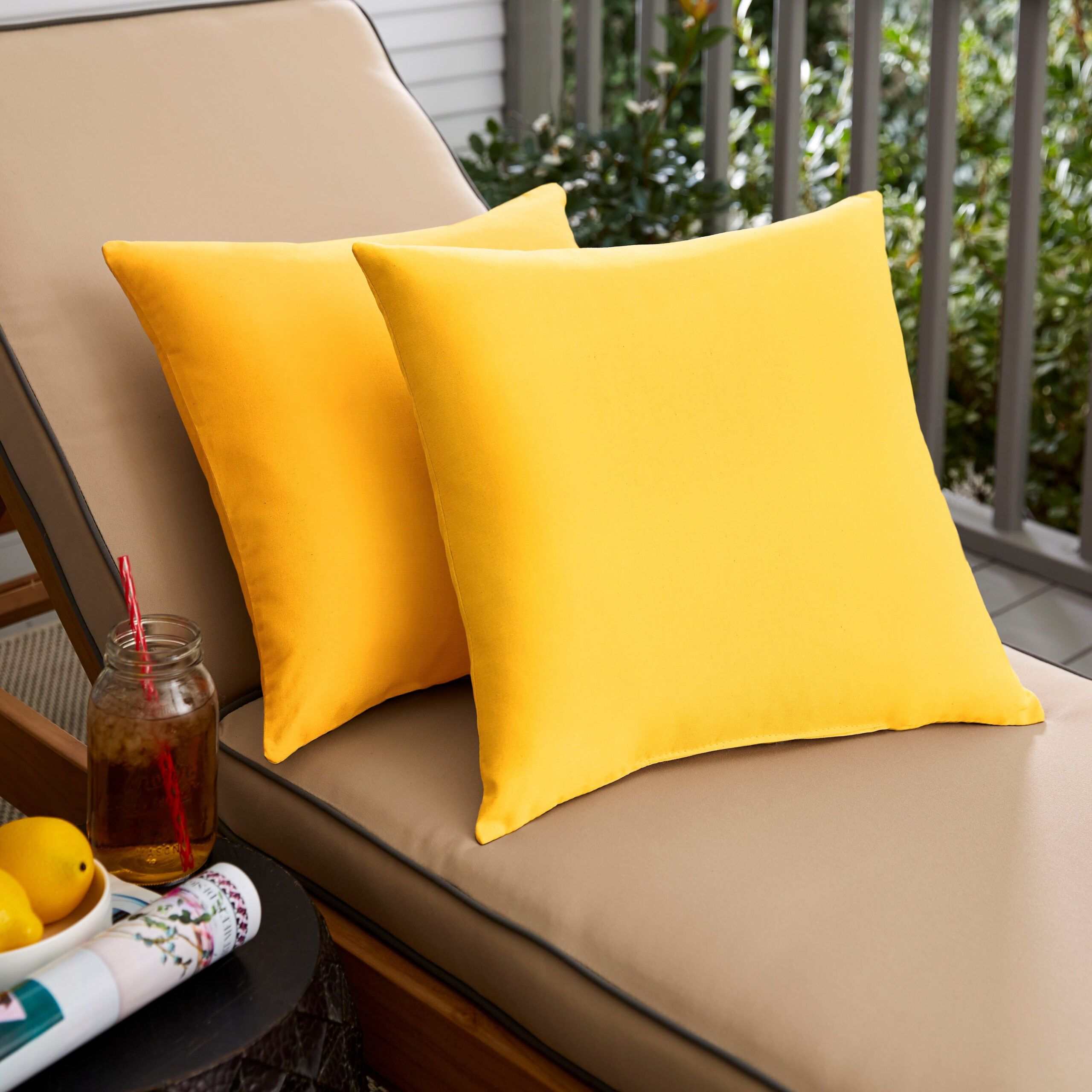 Sorra Home Sunbrella Canvas Indoor/Outdoor Knife-Edged Square Pillows ... intended for