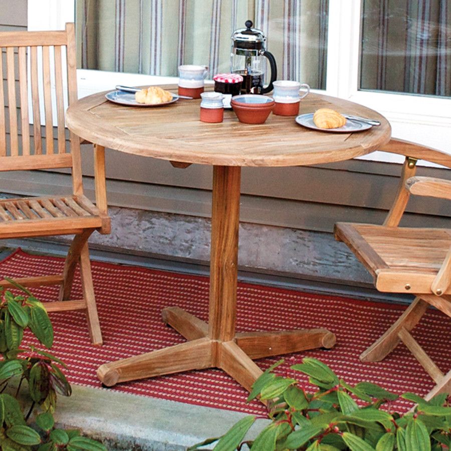 Teak Bistro Table And Folding Teak Chairs - Traditional - Patio ... within