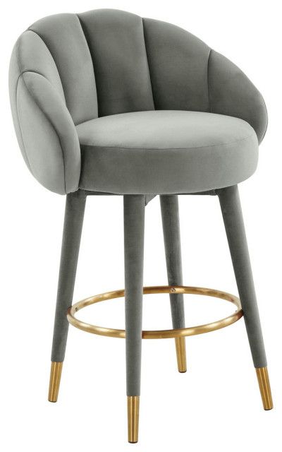 Tov Furniture Myla Light Grey Swivel Counter Stool - Midcentury - Bar ... inside