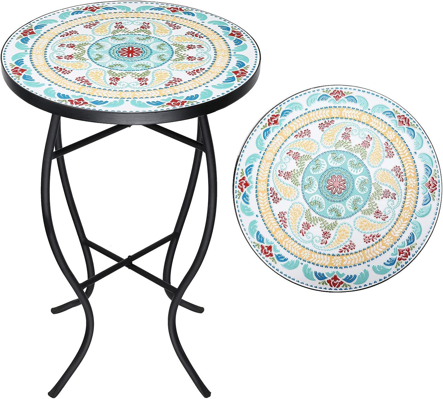 Vcuteka Outdoor Mosaic Side Table - Small Patio Table Coffee Table ... regarding