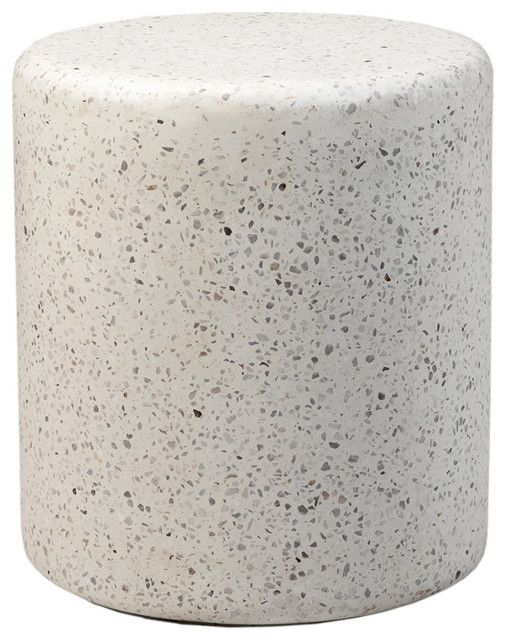 White Terrazzo Round Side Table - Contemporary - Outdoor Side Tables ... for